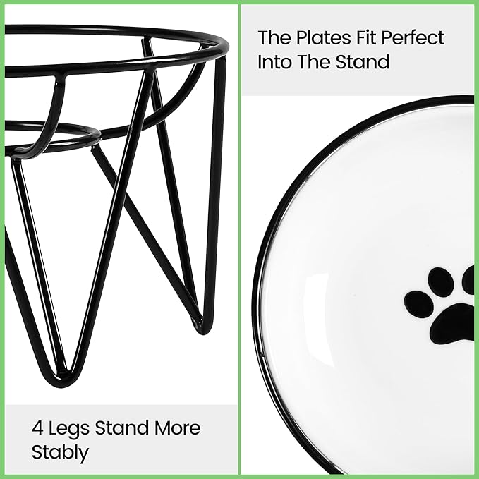 Ceramic Elevated Cat Bowls - Whisker Friendly, Anti-Vomiting Cat Food Plate, Stylish, Safe and Hygienic (Fishboon, 1 Pack)
