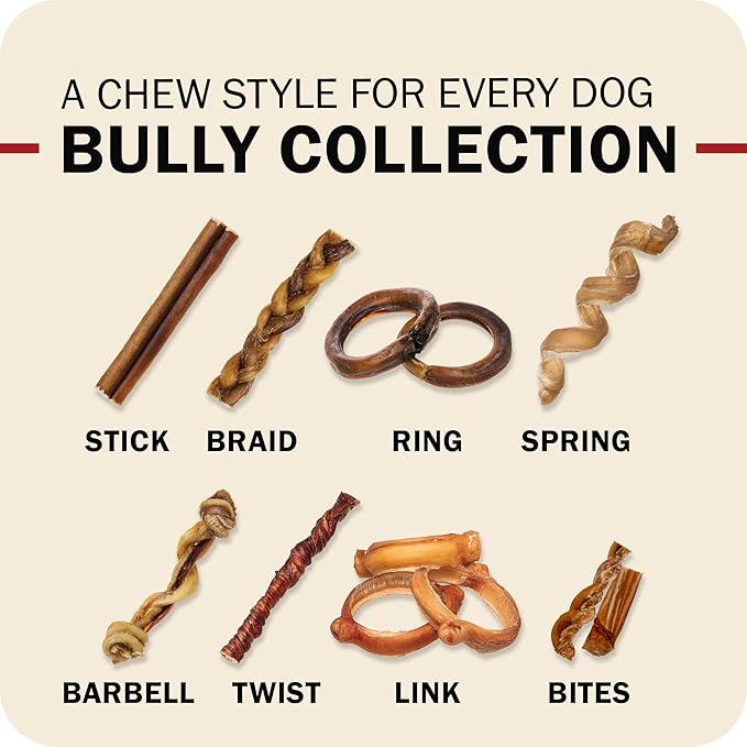 Redbarn Pet Products All Natural 8"-12" Bully Sticks for Medium/Large Dogs - Healthy Long Lasting Chews Variety Party Pack - 100% Beef Single Ingredient Low Odor Rawhide Free - 1lb