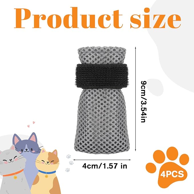 4 Pcs Cat Mittens to Prevent Scratching Adjustable Cat Claw Protectors Covers Mesh Breathable Cats Shoes Kitten Shoes Socks Booties Anti Scratch Kitten Foot Covers for Pet Bathing Cutting Nails