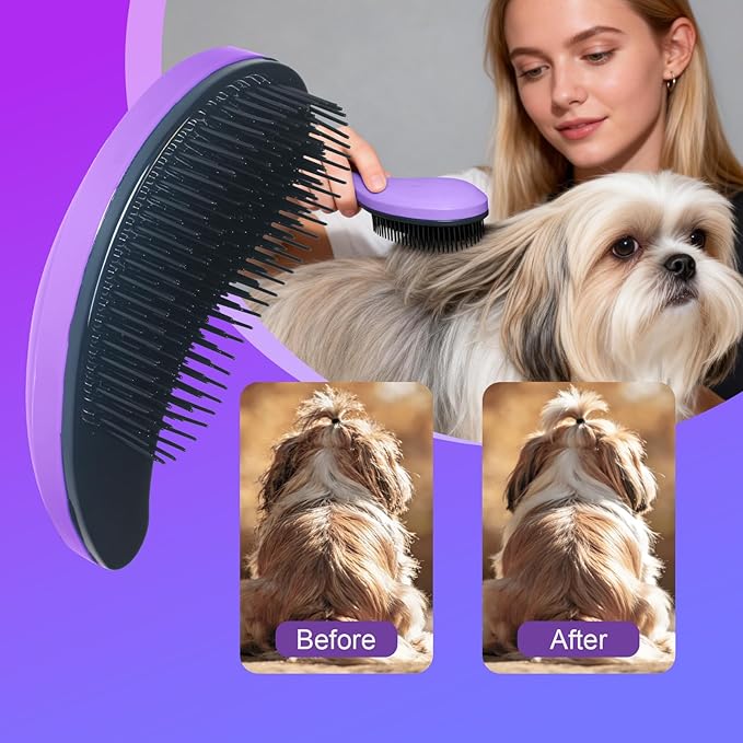 Small Dog Brush - Puppy Hair Brush- Grooming Tool for Teddy, Yorkies, Maltese, Shih Tzu, Chihuahua (Purple)