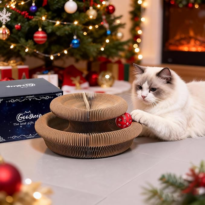 Goosheep 2Pack Magic Organ Cat Scratching Board Cat Accordion Toy Cats Scratching Post Ball Track, Kitten Fun Intelligence Physical Exercise Educational Toy