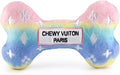 Haute Diggity Dog Pink Ombre Chewy Vuiton Bone, Plush Designer Dog Toys with Interactive Squeaker, Stimulating Pet Enrichment, Machine-Washable & Safe Materials for All Breeds, Size XL