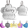 Anavia Personalized Pet ID Tags, Stainless Steel Glossy Laser Engraved Dog Cat Collar Name Tags, Multiple Colors Shapes Sizes (Cherry Blossom, Small)
