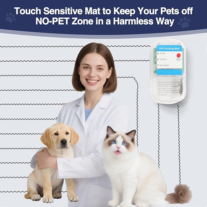 PAPARELA Scat Narrow Electric Pet Training Mat - 46"x3" Indoor Shock Pad for Windowsills & Tight Spaces, Keeps Dogs & Cats Away with 3 Training Modes, Battery Operated