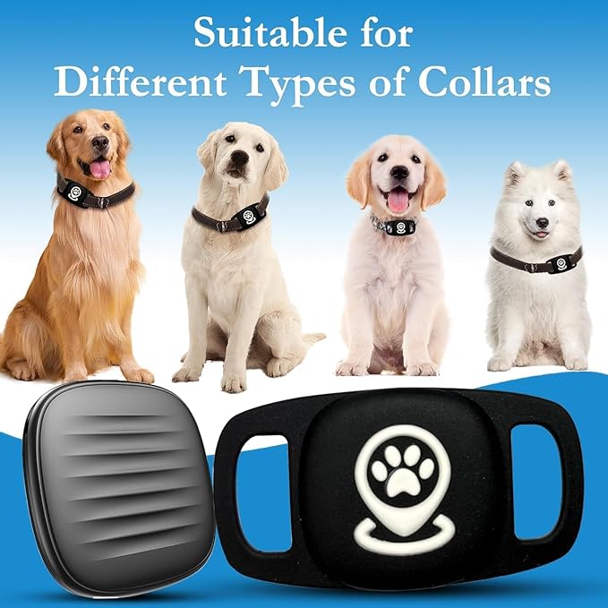 Pet Tracker for Dogs, Dog Tracker Smart Pet Location Tracker with Holder, Smart Item Finder, MFi Certificated Dog Tracking Device, No Monthly Fee, Works with Find My(iOS Only) (Black Case)