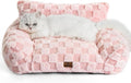 Cat Bed Cats Couch for Puppy and Kitten, Fluffy Pet Couch Small Dog Sofa Bed, Supportive Cat Sofa for Indoor Cats, Washable Cover & Non-Slip, 26 inch, Pink