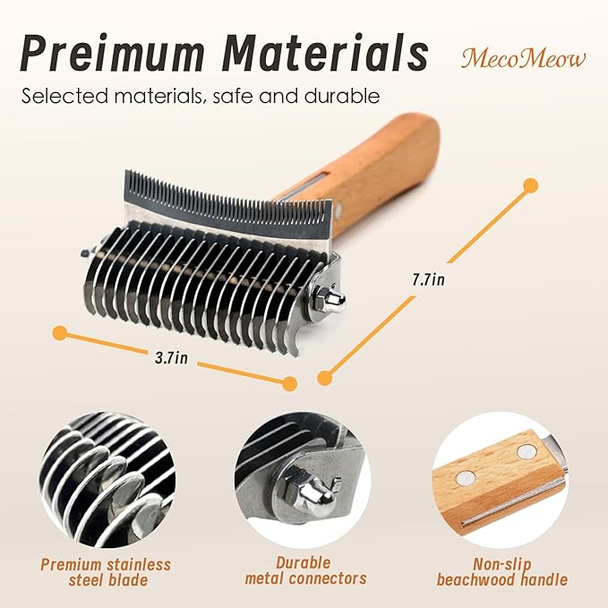 3 in 1 Undercoat Rake for Dogs - Professional Pet Dematting & Deshedding, Efficiently Remove Loose Hair & Matted Fur, Professional Shedding Comb for Indoor & Long Haired Cats Dogs