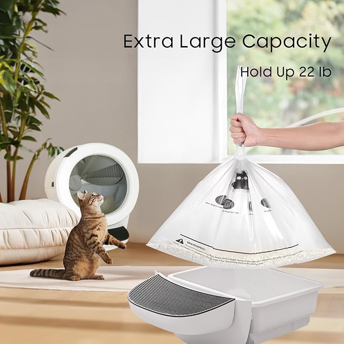 Cat Litter Box Robot 5/4/3 Waste Bags, 120 Pack Automatic Litter Box Bags, Thick Heavy Duty Cat Litter Box Liner Bags - Transparent, Sensor-compatible