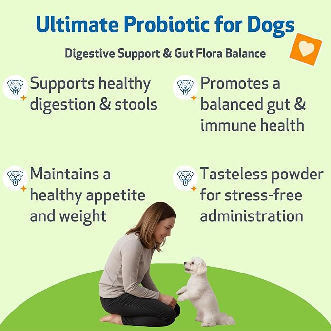 Pet Wellbeing - Ultimate Probiotic 9 Strains for Cats and Dogs - Natural Support for Digestion and Urinary Tract Health 160 Grams.