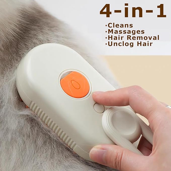 Cat Steam Brush for Shedding, 4 in 1 Cat Grooming Brush for Dogs and Cats, Anti-Static, Massage, Cleaning, Shedding & Combing All In On