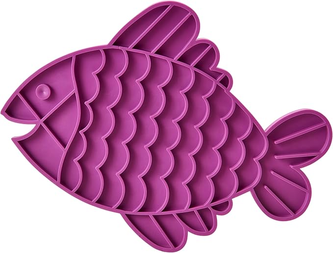 SPOT Soother Lick Mat-Licking Mat for Cats, Kittens, Medium and Large Dogs and Puppies, Food Grade Rubber, Anxiety Reliever, Dog Peanut Butter Lick Pad, Slow Feeder, 9.75inch, Fish
