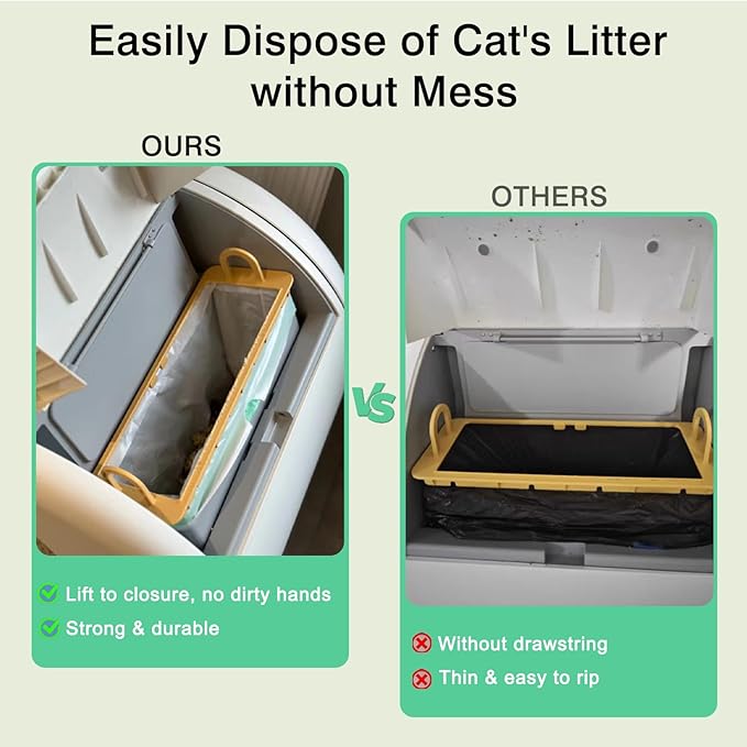 100 Count Cat Litter Liner Bags Compatible with MW-SC01/MW-SC02/MW-LR01 Self-Cleaning Automatic Cat Litter Box, Thick Heavy Duty Drawstring Replacement Waste Drawer Liners-18" x 12.6"
