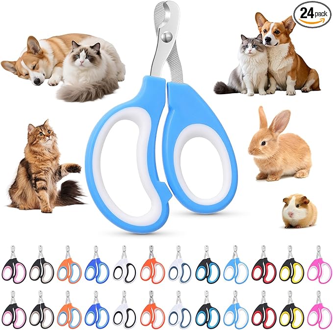 24 Pcs Cat Nail Clipper Bulk Kitten Claw Trimmer Pet Nail Cutter Claw Care for Cattery Cat Breeders Groomers Nonprofit Organization and Charity