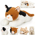 Skylety 5 Pieces Cat Stuffed Animal with Babies Inside Belly Plush Cat Pregnant Mommy Kitty with 4 Cute Fluffy Stuffed Kittens Christmas Birthday Surprise Gifts(Orange, Black, White)