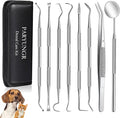 8 Pcs Dental Tools Pet Dog Teeth Cleaning Tool Kit, Stainless Steel Dental Picks Mouth Mirror Tooth Scraper Plaque Tartar Remover, Pets Oral Care Hygiene Set for Dogs and Cats Use with Case