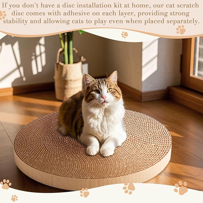 Round Cat Scratcher Replacement Pads -Circle Cat Scratcher Pad Cardboard Cat Scratchers Refill 10 inch Diameter 7/8 inch Thickness Pet Supplies, Relieves Stress, Supports Pet Behaviors, 3 Count