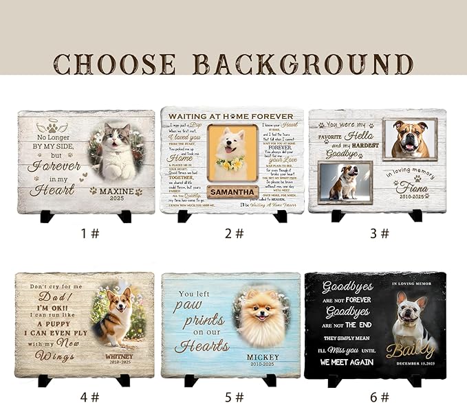 Personalized Pet Memorial Stone, Custom Dog Memorial Gifts for Loss of Dog with Photo Name Date, Dog Remembrance Gift, Loss of Dog Sympathy Gift for Dog Cat Lovers (Quote 01)