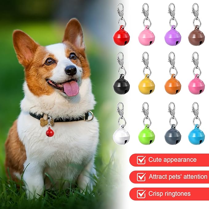 24pcs Cat Bell for Cat Collar, Small Dog Collar Bells, Metal Small Pet Puppy Bell for Pet Cats Dog Collars Charms Accessories
