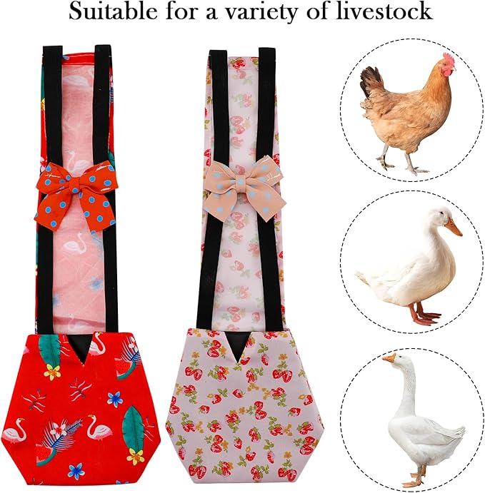 2 Pcs Chicken Diapers for Hens, Poultry Diapers Multiple-Used Pet Diapers, Washable Duck Diapers for Real Ducks（Suitable for Chickens Weighing 1.1 to 3.3 lb）