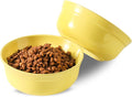 5.3 Inch Yellow Ceramic Small Dog Bowl Sets - Porcelain Wide Mouth Cat Food or Water Bowls, Cute Feeding Bowls for Indoor Small Size Dog, for Wet or Dry Food