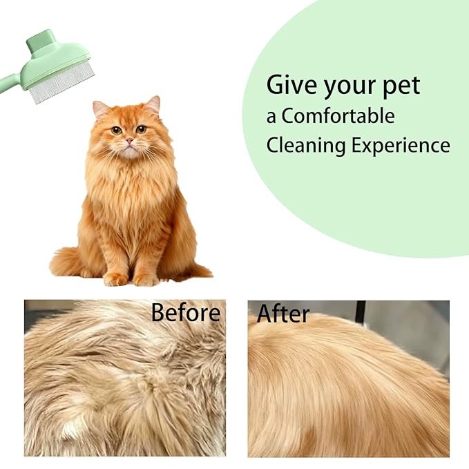 2PCS Pet Comb Flea Comb Set for Cats Dogs,Cleaning Massage Brush and Self-Cleaning Dog Combs for Removing Pet Hair, Knots & Loose Fur