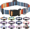 Dog Collar with Bohemia Floral Tribal Geometric Patterns - Soft Ethnic Style Collar Adjustable for Small Medium Large Dogs（Bohemian Orange,L）