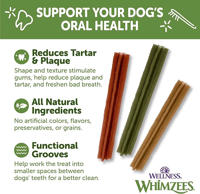 Whimzees Wellness Stix Dog Dental Treats, Medium Size Stick, (14 Count)