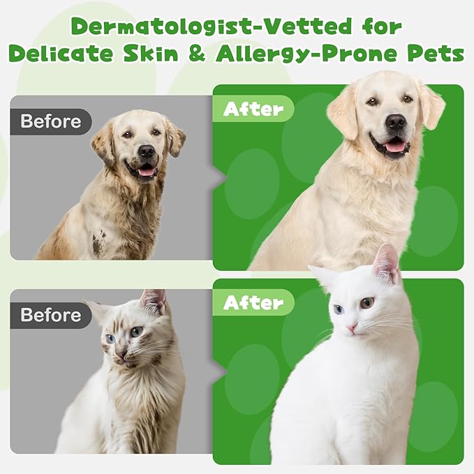 Pet Wipes, Pet Glove Wipes for Dogs & Cats,Shedding Control, Dander Removal & Paw Cleaning, Travel Essentials for Pets(20 Individual Pack)