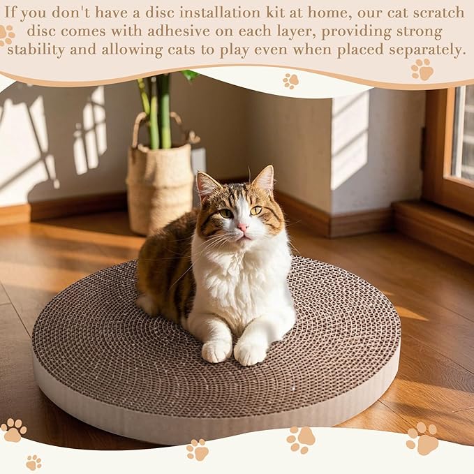 Round Cat Scratcher Replacement Pads -Circle Cat Scratcher Pad Cardboard Cat Scratchers Refill 10 inch Diameter 7/8 inch Thickness Pet Supplies, Relieves Stress, Supports Pet Behaviors, 2 Count