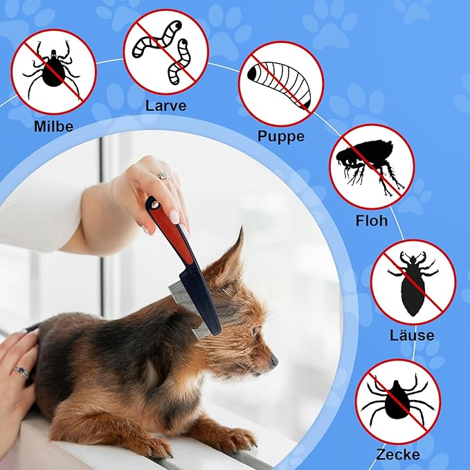 2Pcs Flea Comb for Dogs Cats, Upgrade Multifunctional Pet Comb Pet Hair Removal Flea Comb, Fine Tooth Stainless Cleaning Massage Brush for Dog Cat (Green)