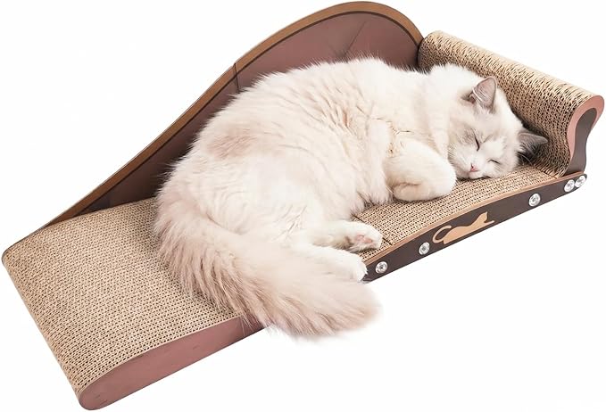 Extra Large Cat Couch Scratcher, 26" Cat Sofa Lounge Bed, Durable Cardboard Scratching Board for Indoor Cats, XL Lounger and Scratch Bed Furniture Protector