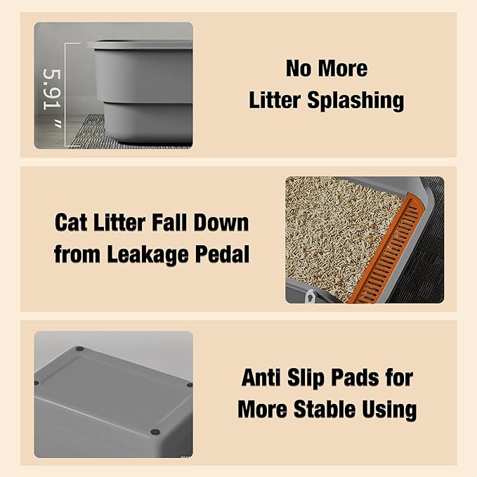 Gefryco Senior Cat Litter Box Low Entry Extra Large Litter Box for Indoor Cats Corner Low Cat Pan