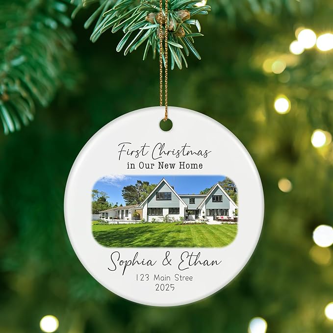 Personalized First Christmas in Our New Home Ornament 2026, New House Address Christmas Ornaments, Housewarming Gift for New Homeowners, Couples, or Family
