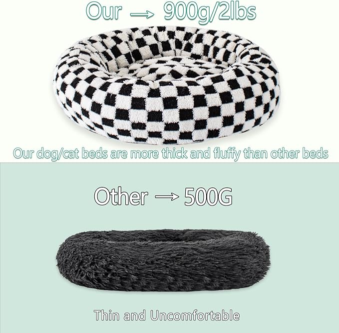 23 Inch Calming Dog Bed for Small Dogs Cats, Kitty Puppy Round Anti-Anxiety Warm Bed, Soft Cozy Anti-Slip Donut Washable Pet Bed, Fits up to 30 lbs Pets