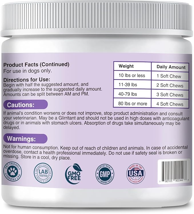 Multivitamin Chews for Dogs, Supports Growth, Hip & Joint, Skin and Gut Health, Immunity, Urinary and Kidney, antioxidants, Heart, Brain, Liver, Eyes, Natural Ingredients, 120 Chews