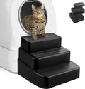 Adjustable 3 Steps Litter Box Ramp, Litter Box Step with Filter Function, Easy to Clean Cat Litter Stair Catcher for Older Cats and Small Cats (Black)