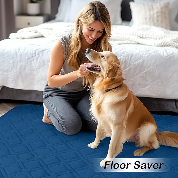 hyha Waterproof Dog Bed Blanket, Soft Pet Blankets, Waterproof Couch Cover for Dogs, Reversible Sofa Covers Washable for Furniture (30x53 Inch, Navy Blue/Blue)