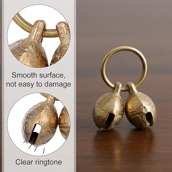 Jeffdad 2Pcs Copper Bell for Dog Collar, Brass Dog Bells Extra Loud Collar Bell for Pet Tracking Anti Lost Training Pets Pendant Accessories for Little Dogs & Cats
