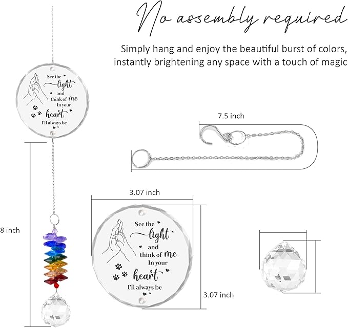Pet Memorial Suncatcher - Mother's Day Birthday Gifts - Memorial Gifts for Loss of Dog - Bereavement Gifts - Pet Loss Sympathy Gift - Thoughtful Dogs and Cats Remembrance - Pet Sympathy