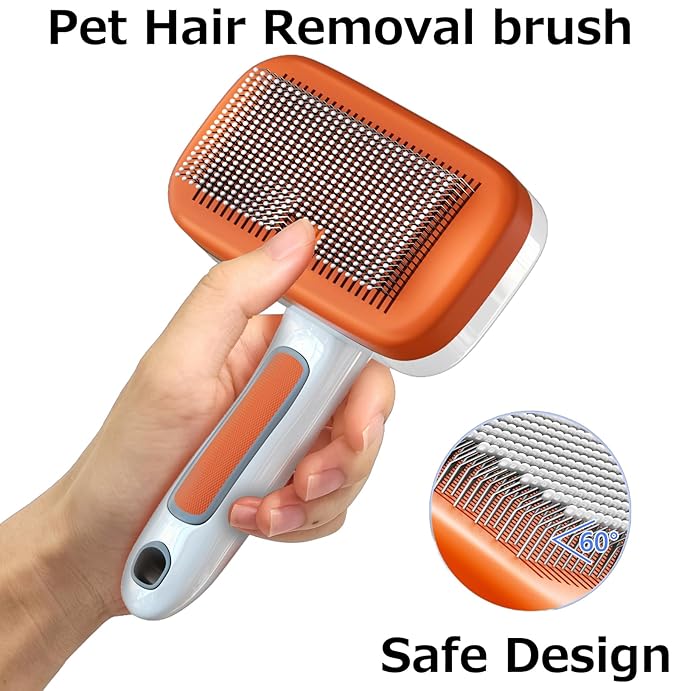 Self Cleaning Slicker Brush for Dogs Cats Deshedding Grooming Tool, Skin Friendly, Remove Loose fur Petfor Shedding Hair, Glides Naturally without Pulling