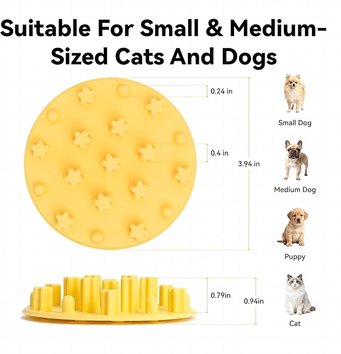 Slow Feeder Insert for Cat Dog Bowls, Anti-Choking Silicone with Strong Suction Cups, Fits Most Cat Bowls, Ideal for Puppy Small Medium Breeds (Green)