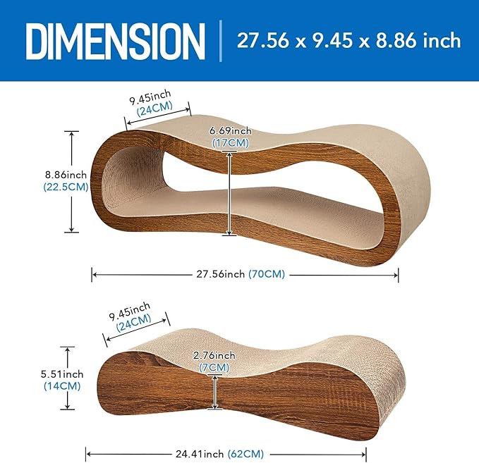Simple Delxue Cat Scratcher,2 in 1 Cat Scratching Board,Cat Cardboard,Scratch Lounger,Large,27.56 x9.45 x8.86 inch
