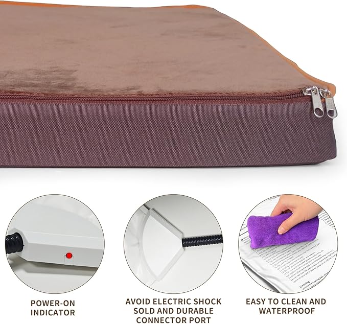 NAMOTEK Outdoor Heated Pet Bed for Cats Dog in Winter with Orthopedic Foam Base Auto Constant Temperature Electric Heating Pad & Waterproof Liner for Dog House Cabin Cot Doorway(19.7"Lx15.7"Wx1.7"Th)