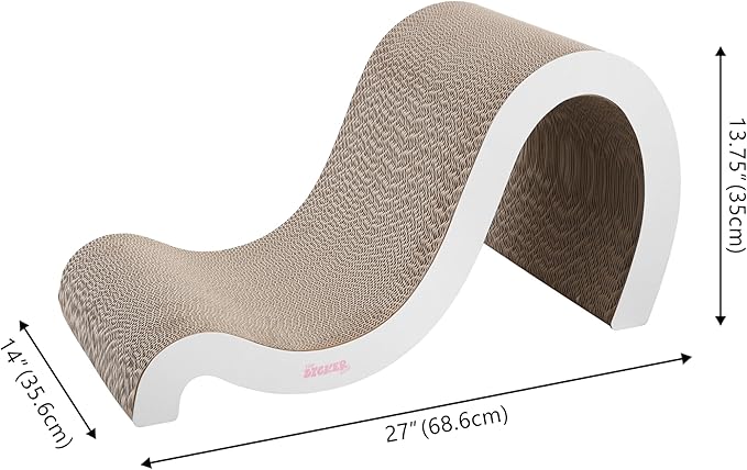 CSR1013B Kona 27" Modern Cardboard Double-Sided Wave Cat Scratcher with Catnip, Cloud