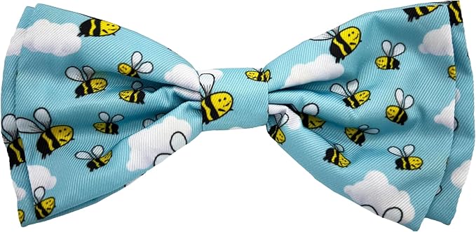 Huxley & Kent Pet Bow Tie for Dogs & Cats - Spring Theme Adjustable Hook & Loop Collar Accessory - Cute & Comfortable for Holidays & Celebrations - Busy Bees, Large