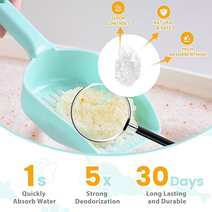 NEWORD Crystals Cat Litter Health Indicating Silica Gel Cat Litter, Color-Changing, 8 lb, Urine PH Level Detection Health Monitoring Non-Clumping Superior Odor Control Absorbent Lightweight, Unscented