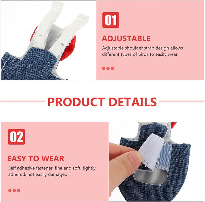 Ipetboom Parrot Bird Diapers Washable Flight Suit for Cockatiel Parakeet Small Bird Diaper Clothing Adjustable Straps for Home Outdoor Training