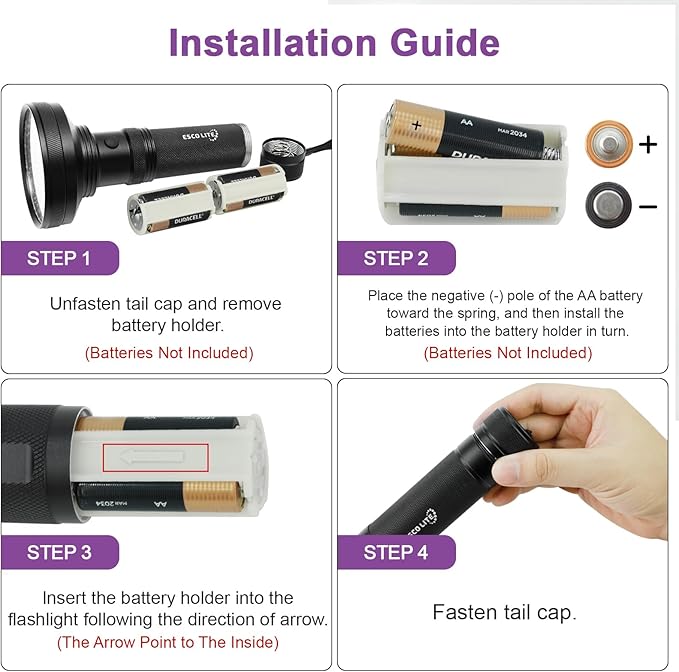 ESCO LITE UV Flashlight Black Light, 100 LED 395 nM Ultraviolet Flashlights UV Blacklight Detector for Dog Urine, Pet Stains and Bed Bug