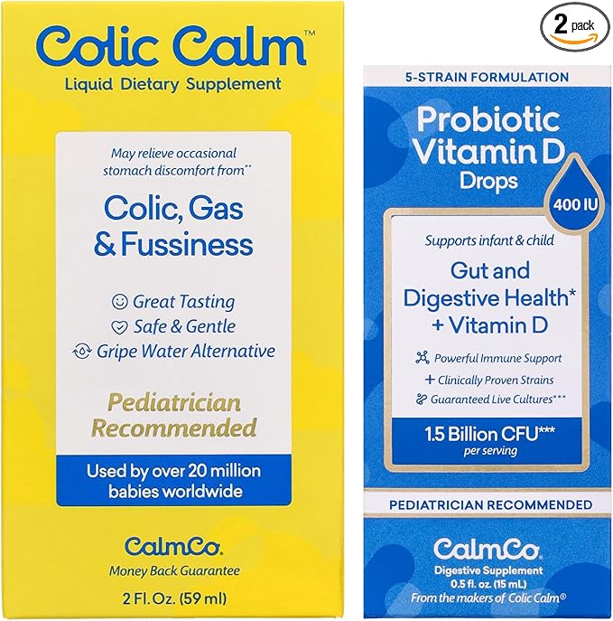 Colic Calm Gripe Water (2oz) & CalmCo Infant & Child Probiotic Drops (0.54oz) Combo Pack