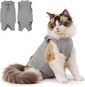 Avont Cat Recovery Suit Female Kitten After Spay Surgery, Breathable Modal Cotton Cat Onesie for Wound & Skin Disease Care, Machine Washable -Grey(M)